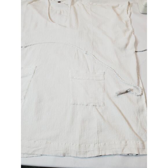 Free People Dress Womens Xs Oversized SHIFT White Mini Beach Cover-Up Tassels - Picture 14 of 14